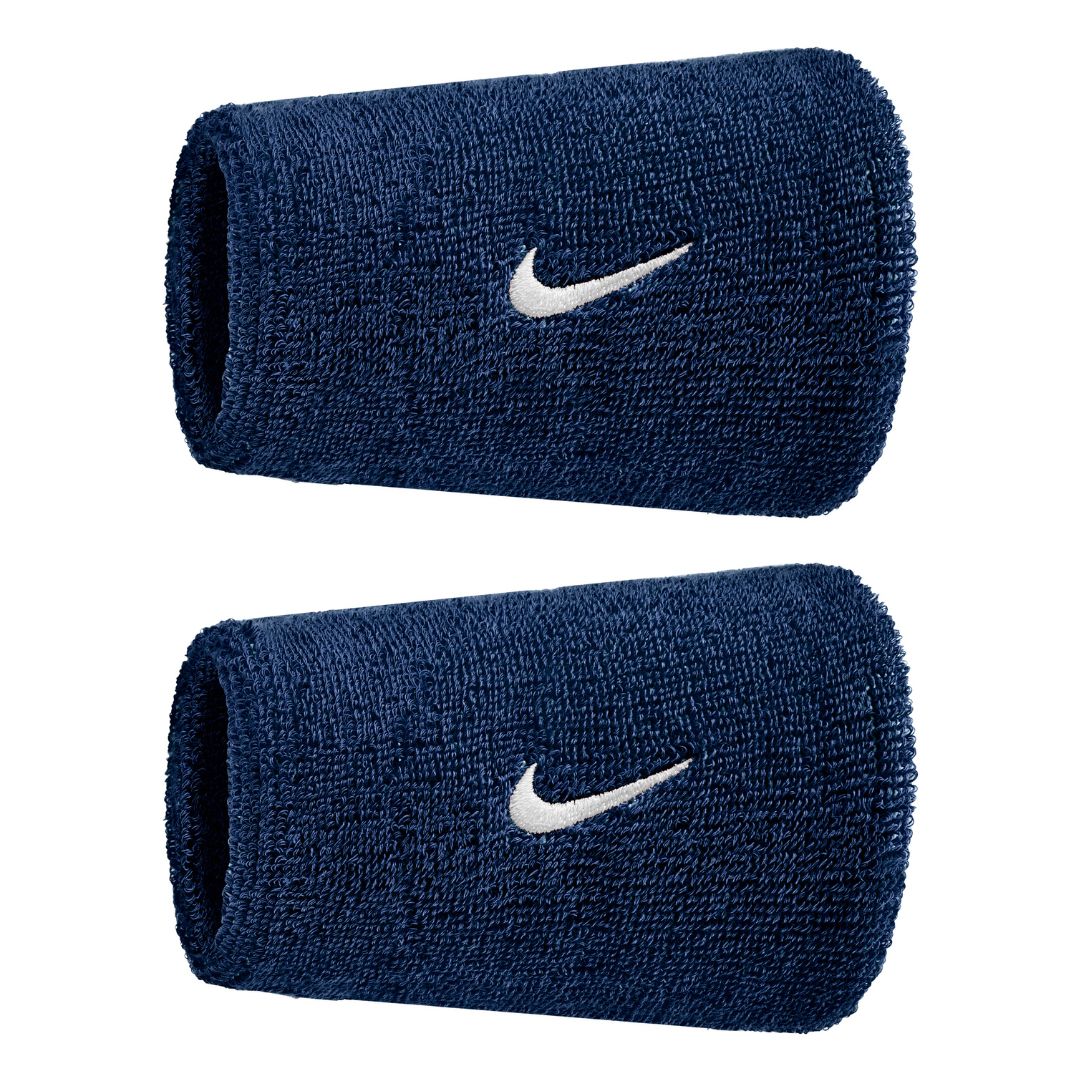 Nike Swoosh Classic Doublewide Wristbands 2-Pack Navy/White